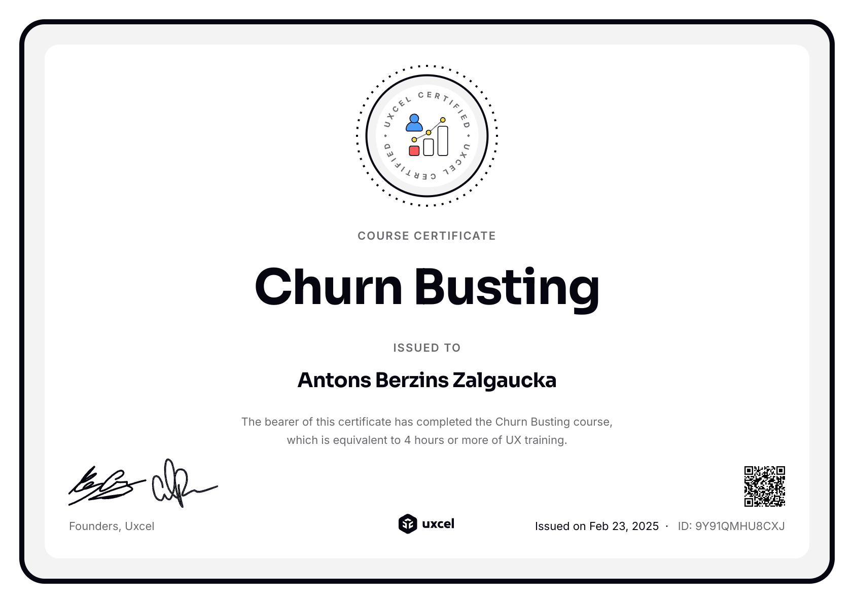 Antons Berzins Zalgaucka's certificate